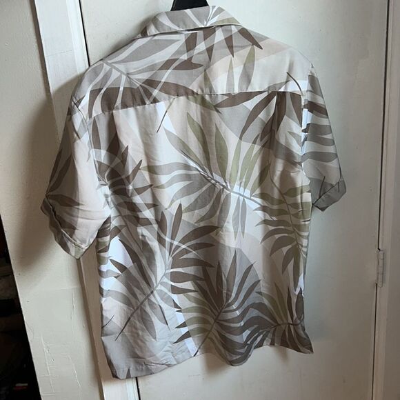 CENTRO Neutral Color Hawaiian Button Down Floral Shirt-L - Picture 5 of 8